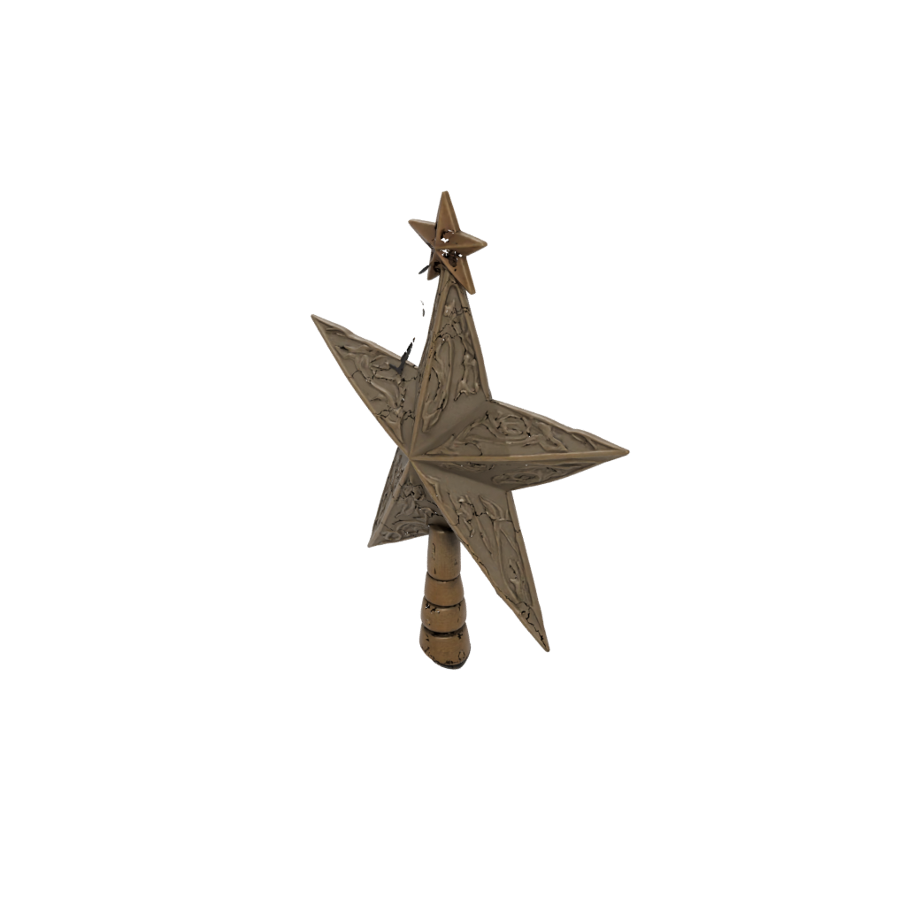 Bronze Rustic Christmas Tree Topper Star — seasonal 3D print model, STL