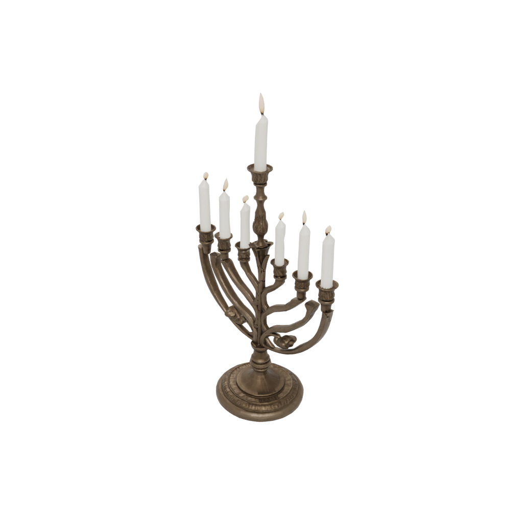 Bronze Rustic Menorah Candle Stand — seasonal 3D print model, STL
