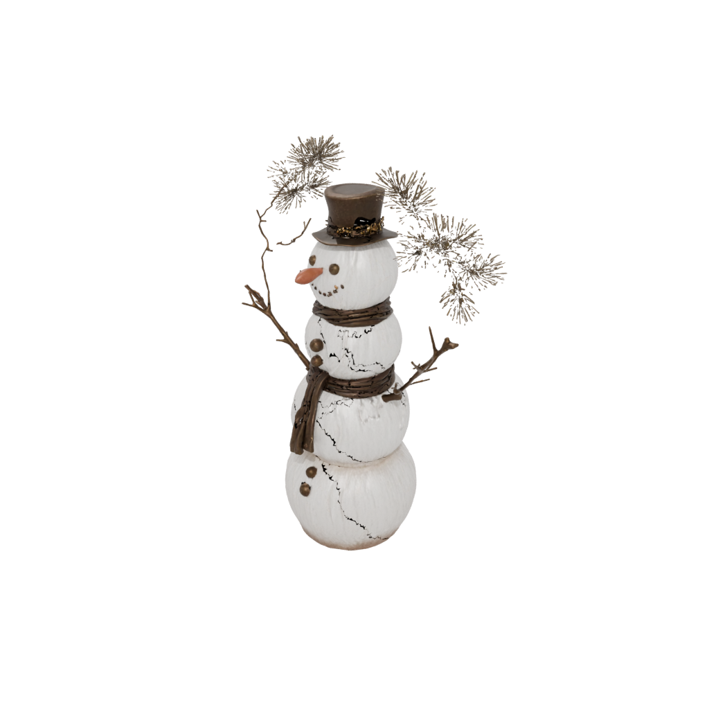 Bronze Rustic Snowman Figure — seasonal 3D print model, STL