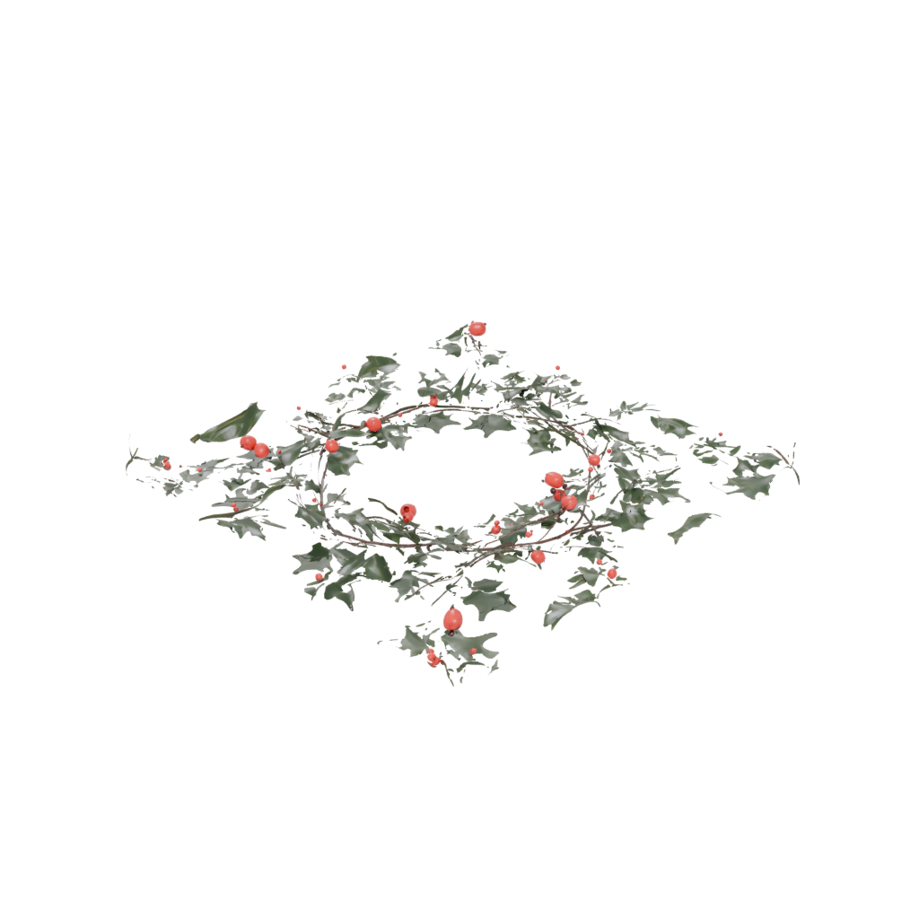 Camo Holly Wreath Relief — seasonal 3D print model, STL