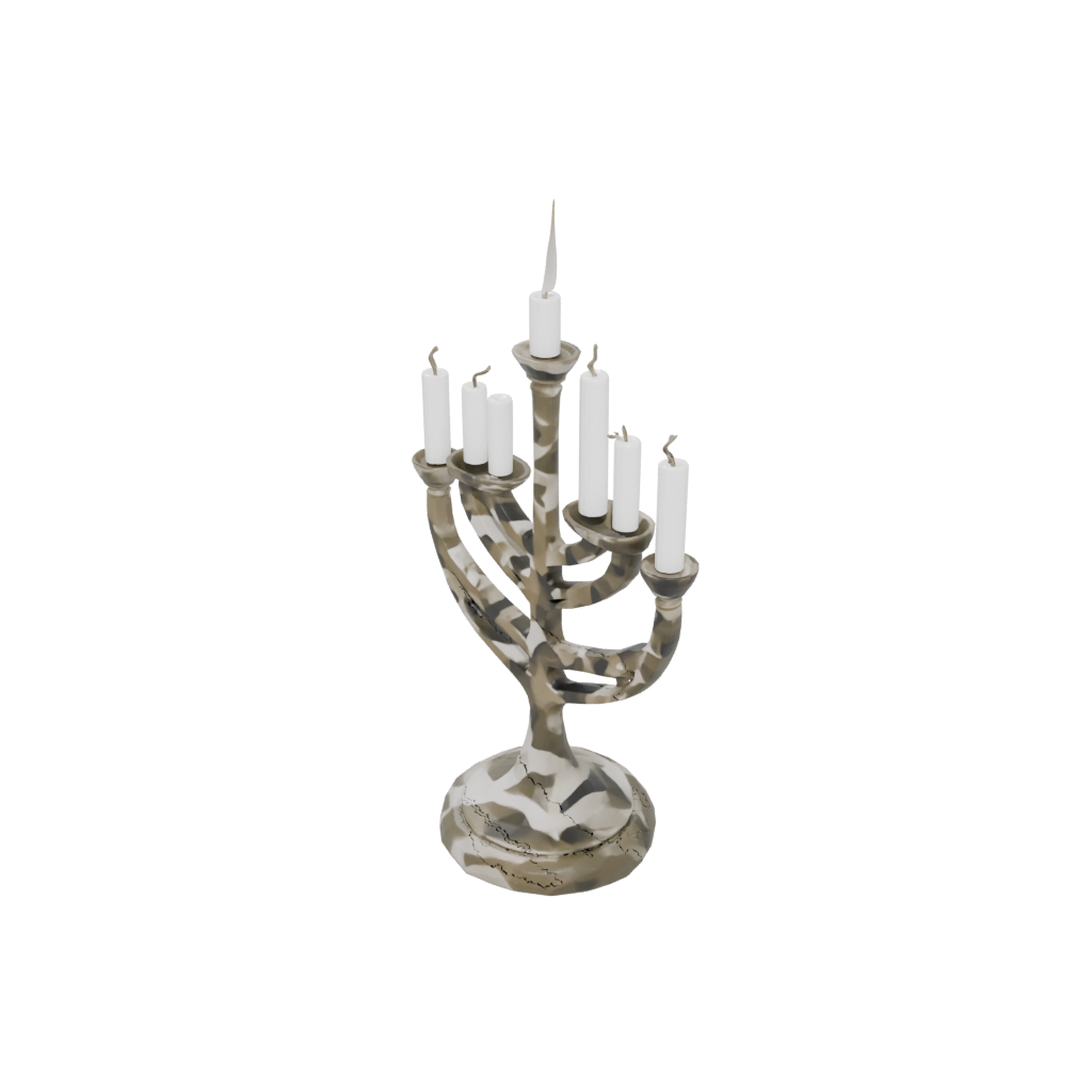 Camo Menorah Candle Stand — seasonal 3D print model, STL