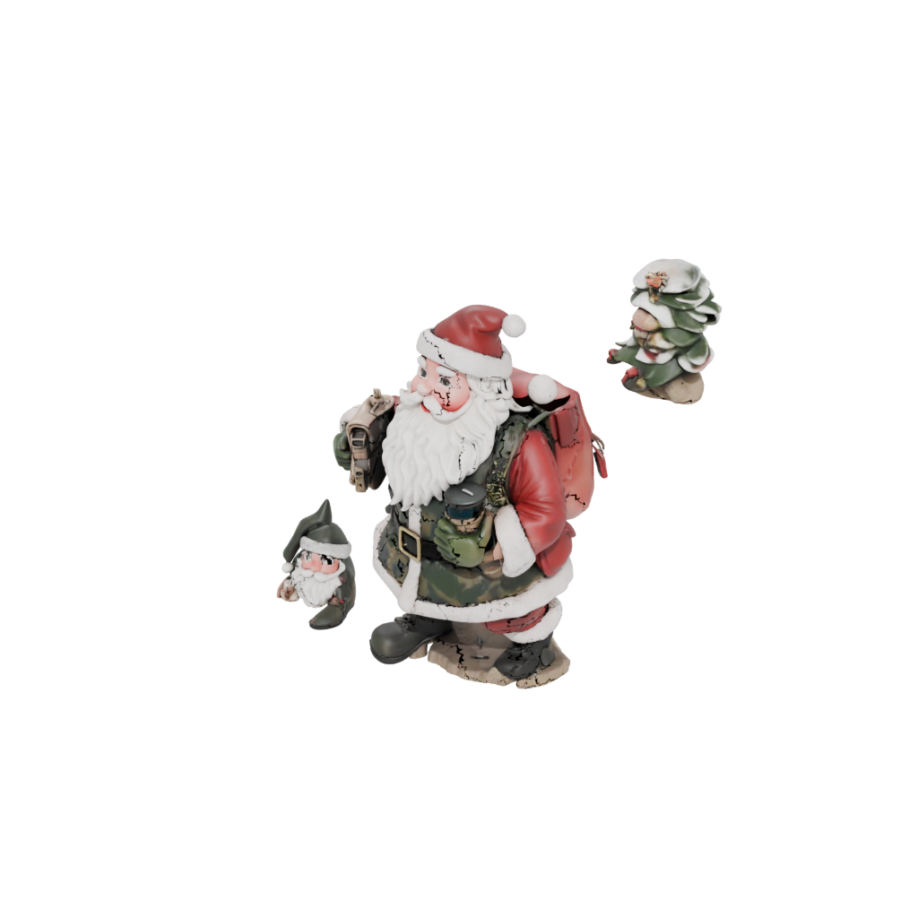 Camo Santa Figurine Original — seasonal 3D print model, STL