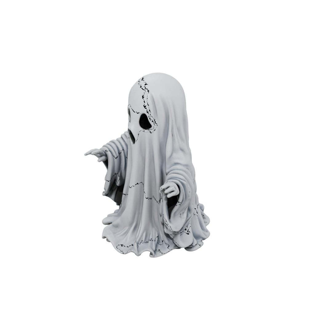 Camo Spooky Ghost Figurine — seasonal 3D print model, STL
