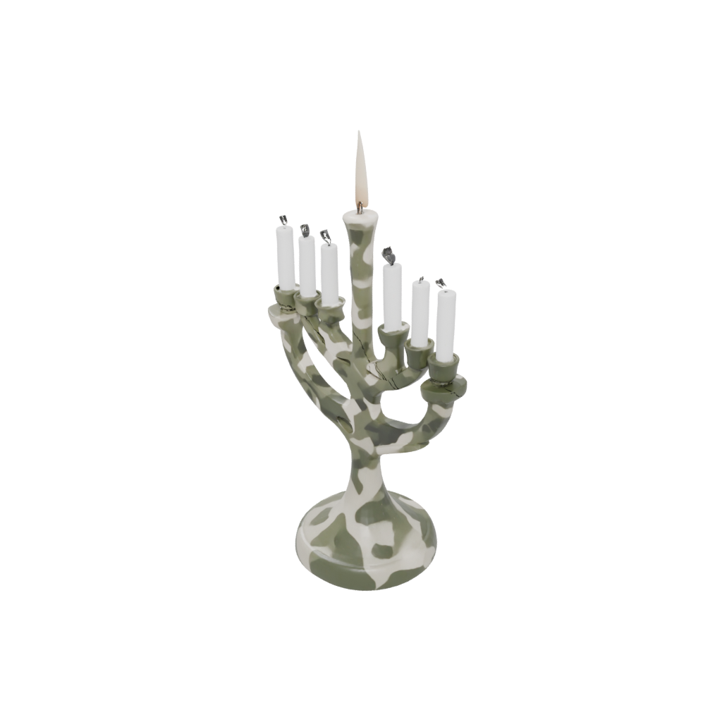 Camo Cute Menorah Candle Stand — seasonal 3D print model, STL