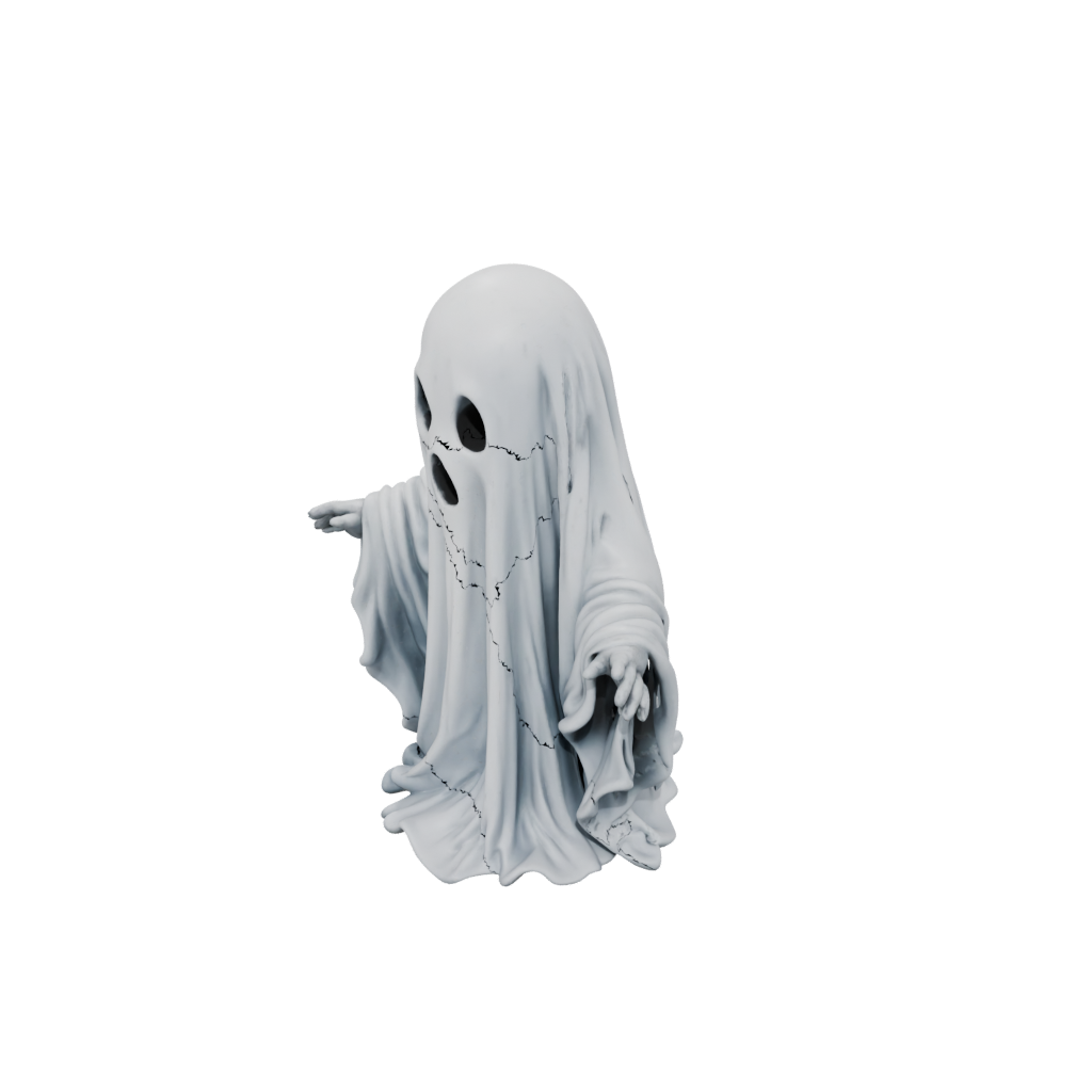 Camo Modern Spooky Ghost Figurine — seasonal 3D print model, STL