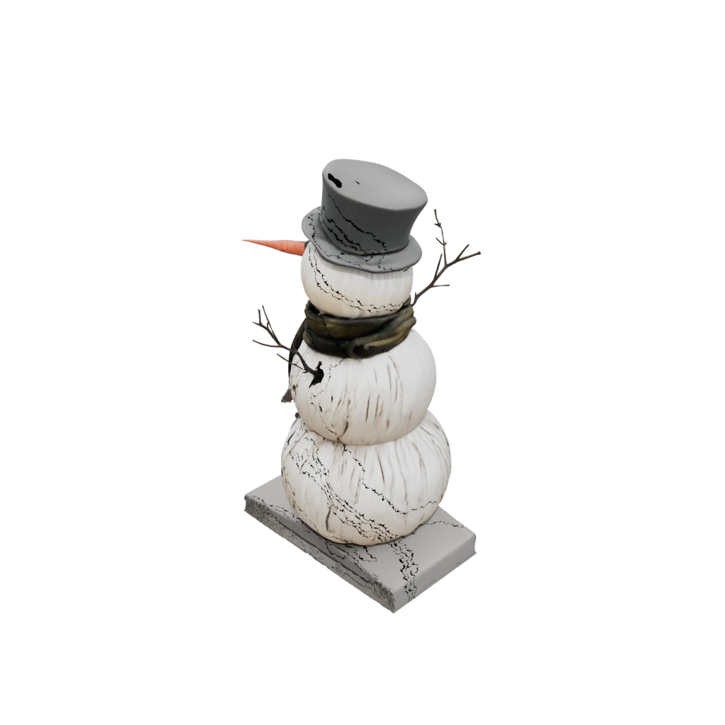 Camo Rustic Snowman Figure — seasonal 3D print model, STL