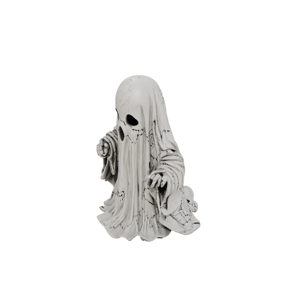 Camo Rustic Spooky Ghost Figurine — seasonal 3D print model, STL
