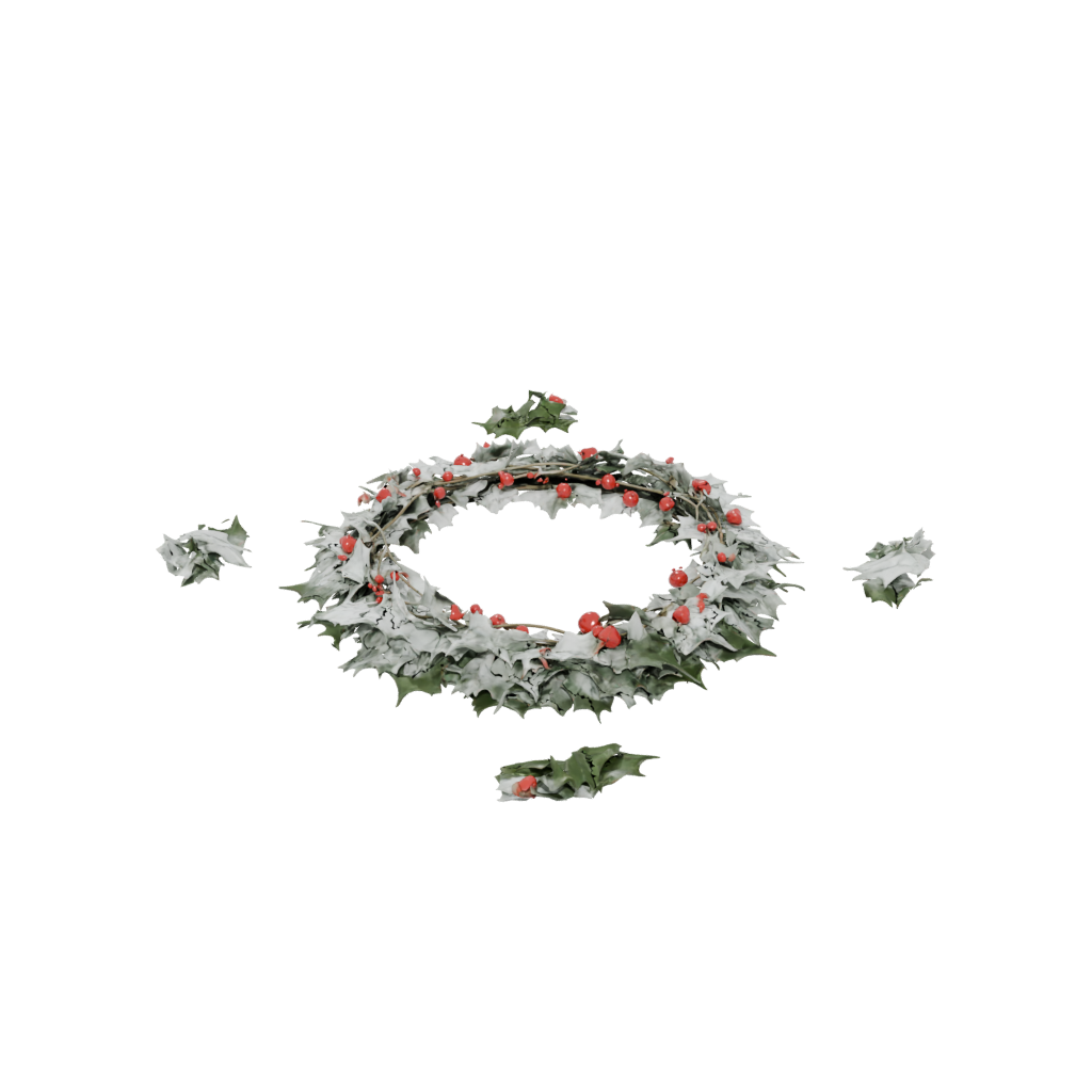 Holly Wreath Relief — seasonal 3D print model, STL