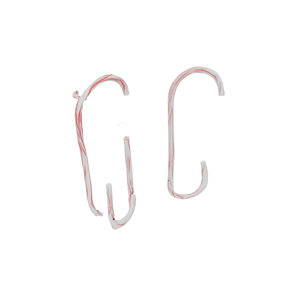 Crystal Modern Candy Cane Hook Pair — seasonal 3D print model, STL
