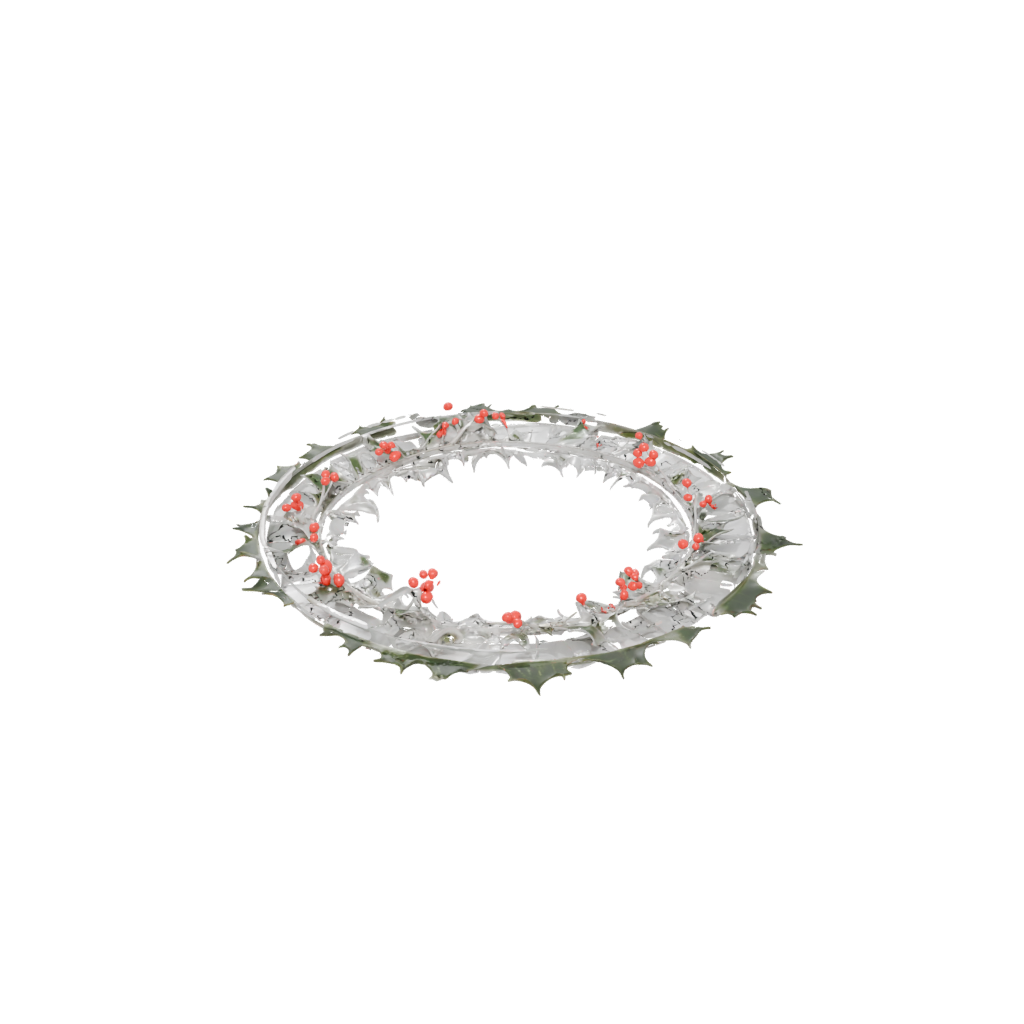 Crystal Modern Holly Wreath Relief — seasonal 3D print model, STL