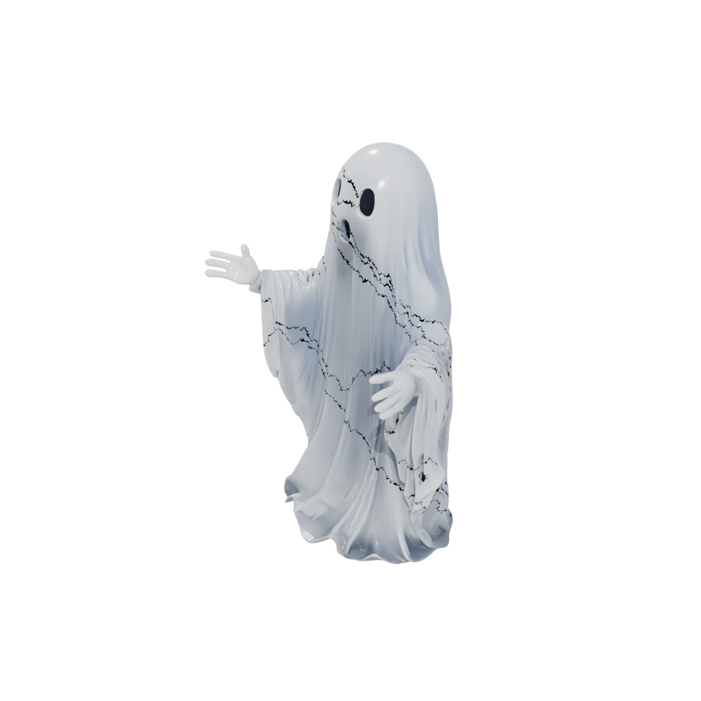 Crystal Modern Spooky Ghost Figurine — seasonal 3D print model, STL