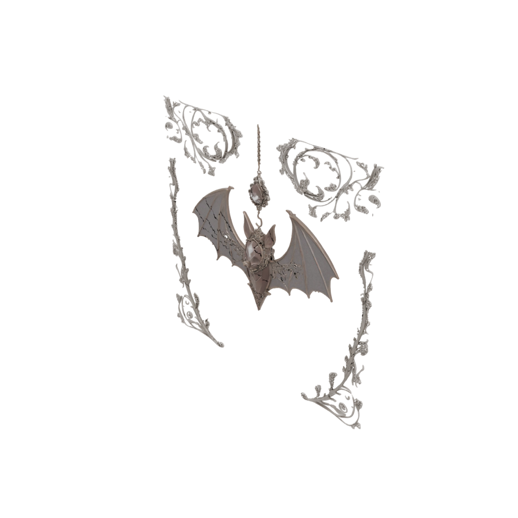 Crystal Ornate Bat Ornament — seasonal 3D print model, STL
