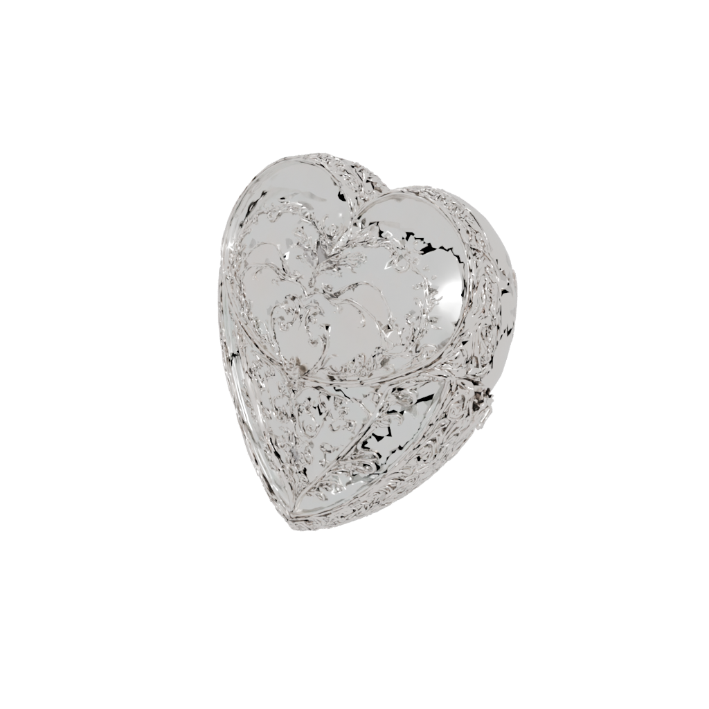 Crystal Ornate Heart Trinket Box — seasonal 3D print model, STL