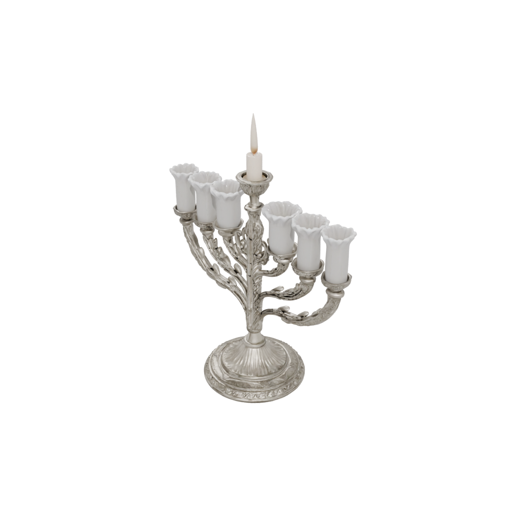 Crystal Ornate Menorah Candle Stand — seasonal 3D print model, STL
