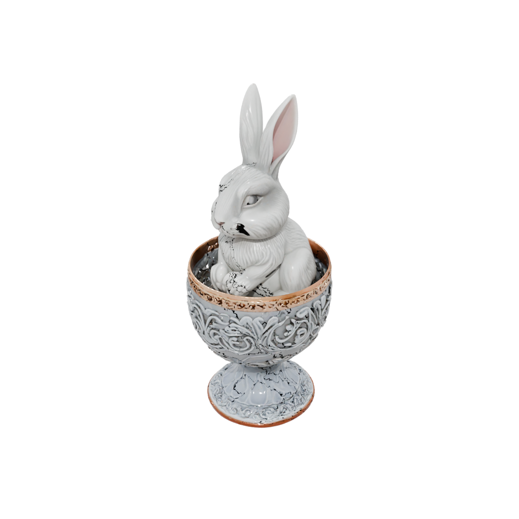 Galaxy Ornate Egg Cup Bunny — seasonal 3D print model, STL