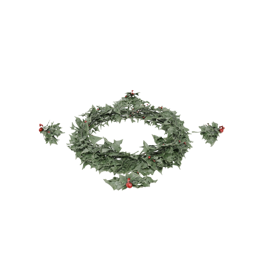 Glow Rustic Holly Wreath Relief — seasonal 3D print model, STL