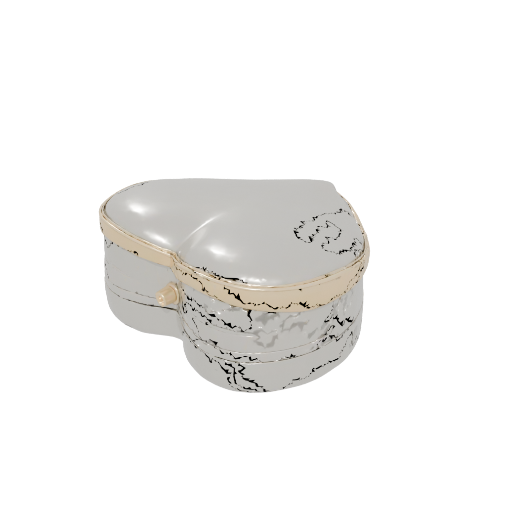 Gold Heart Trinket Box — seasonal 3D print model, STL
