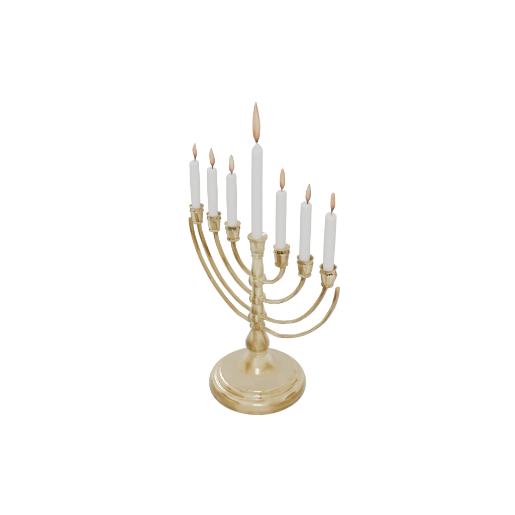 Gold Menorah Candle Stand — seasonal 3D print model, STL