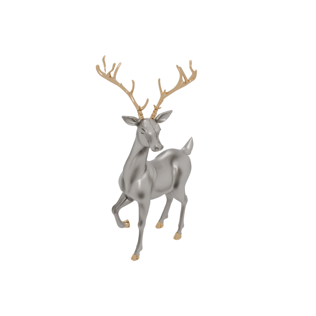 Gold Reindeer Figurine — seasonal 3D print model, STL