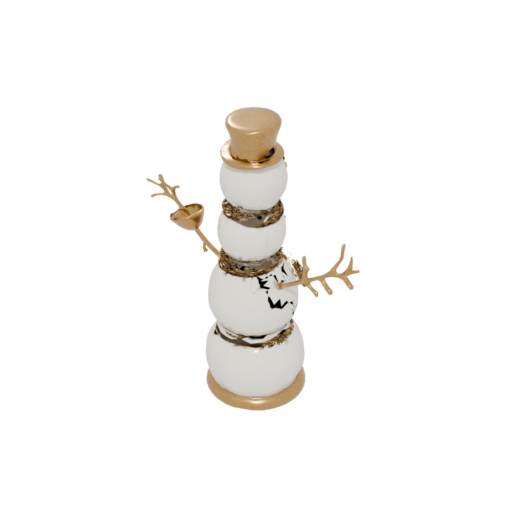 Gold Snowman Figure — seasonal 3D print model, STL