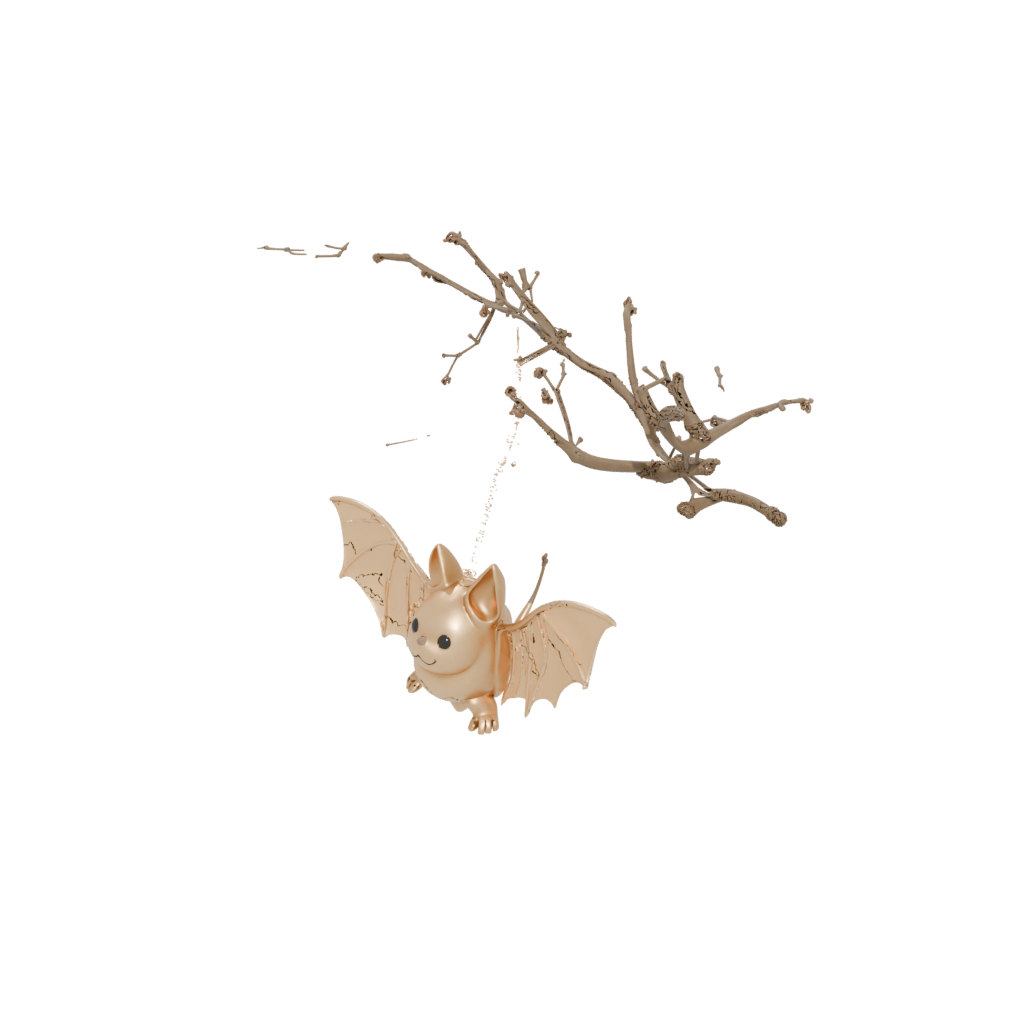 Gold Cute Bat Ornament — seasonal 3D print model, STL