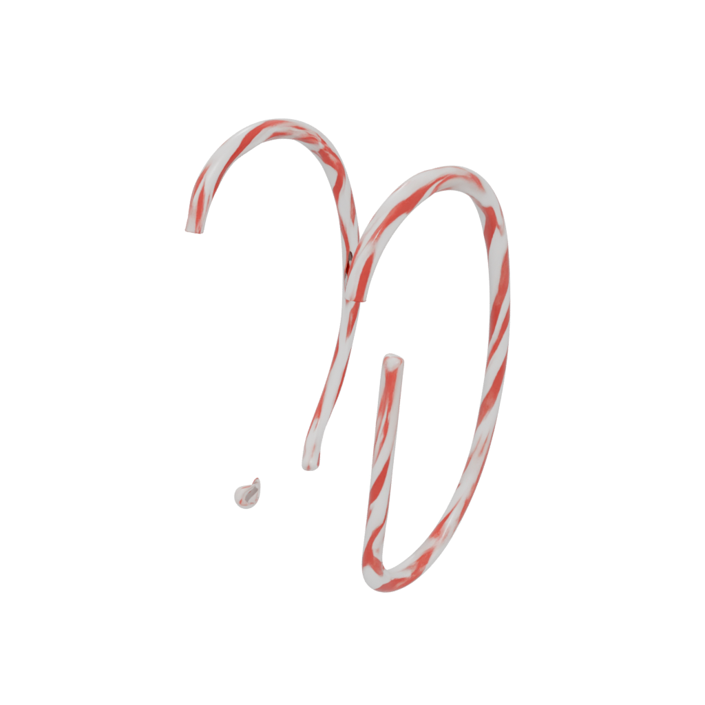 Gold Cute Candy Cane Hook Pair — seasonal 3D print model, STL