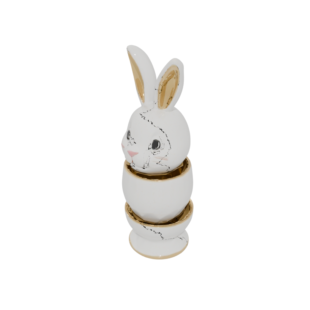 Gold Cute Egg Cup Bunny — seasonal 3D print model, STL