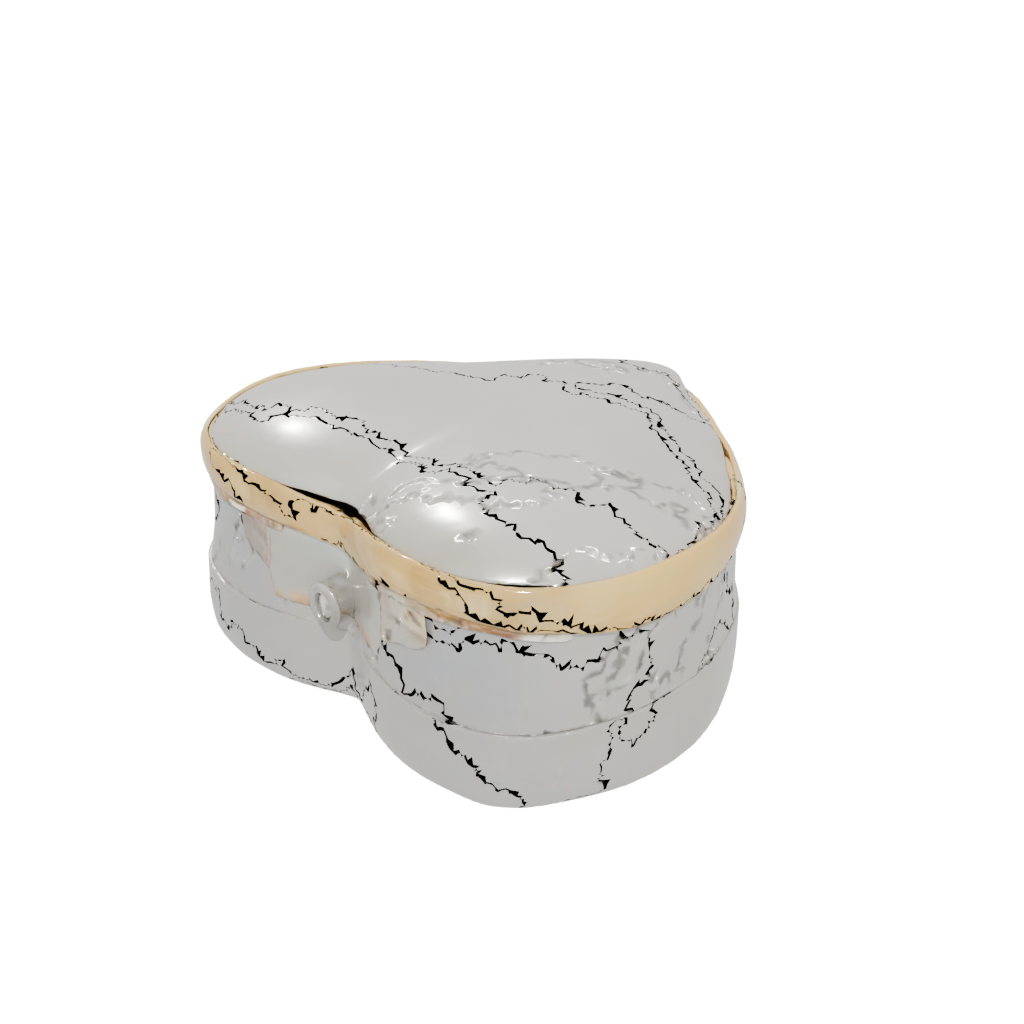 Gold Cute Heart Trinket Box — seasonal 3D print model, STL