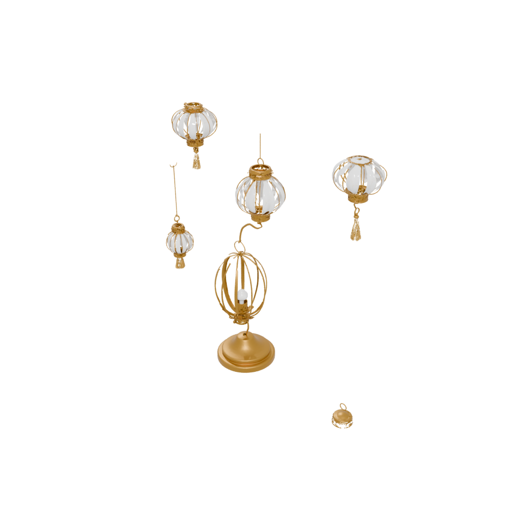 Gold Cute Lantern Festival Lamp — seasonal 3D print model, STL