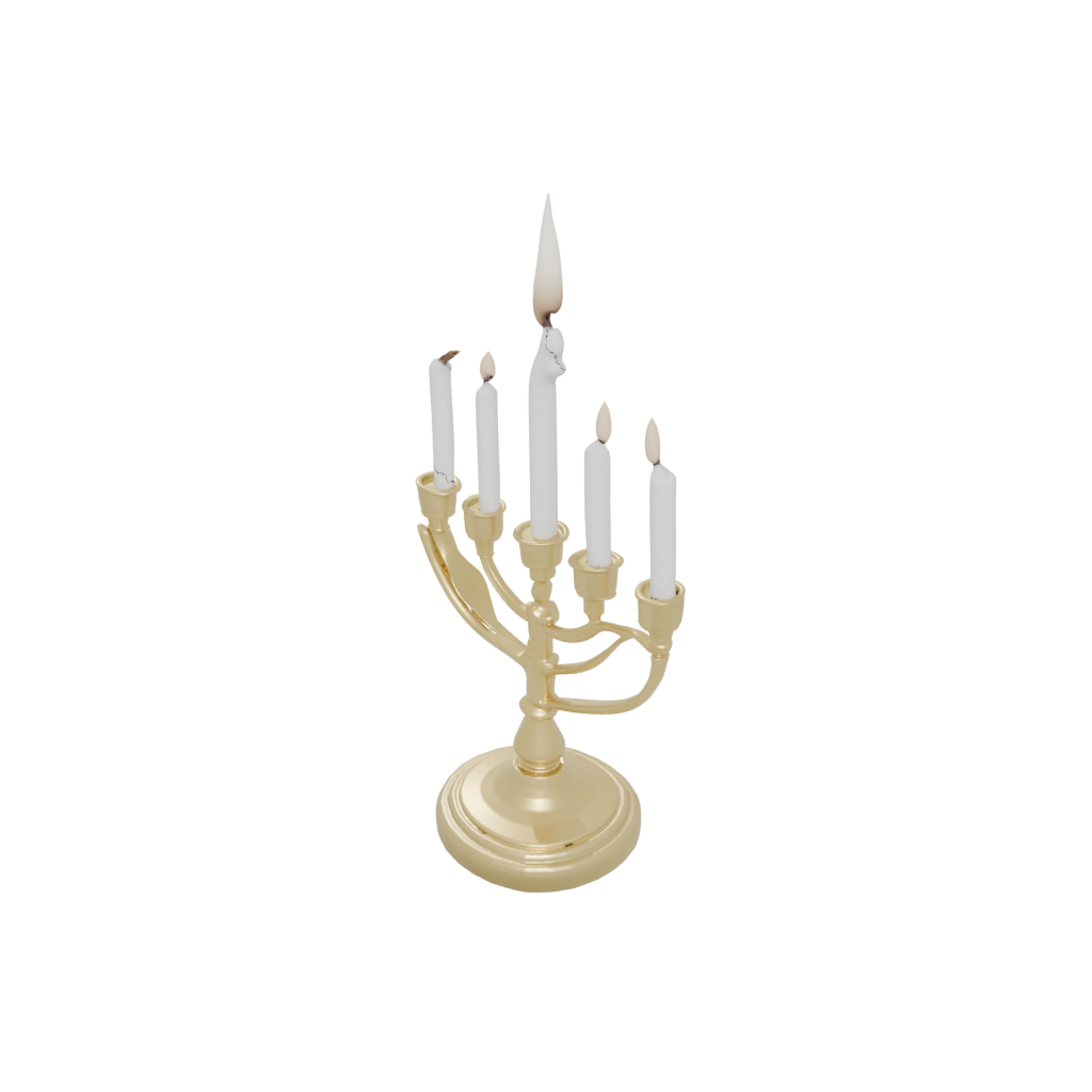 Gold Cute Menorah Candle Stand — seasonal 3D print model, STL