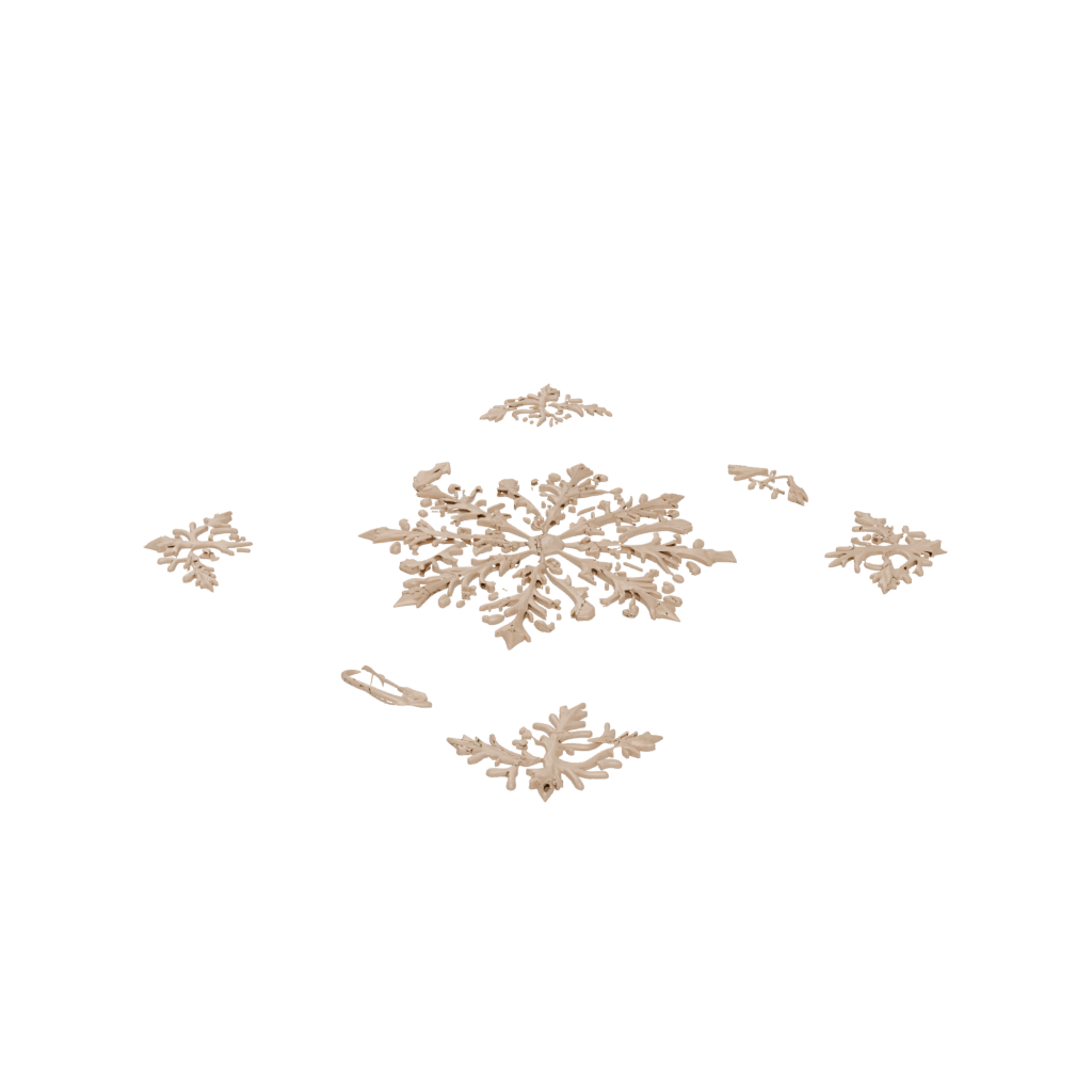 Gold Cute Ornate Snowflake Ornament — seasonal 3D print model, STL
