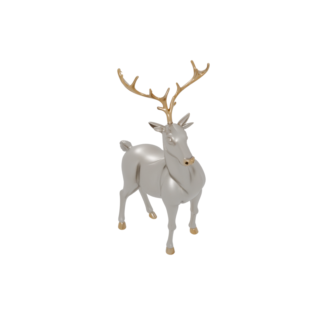 Gold Cute Reindeer Figurine — seasonal 3D print model, STL
