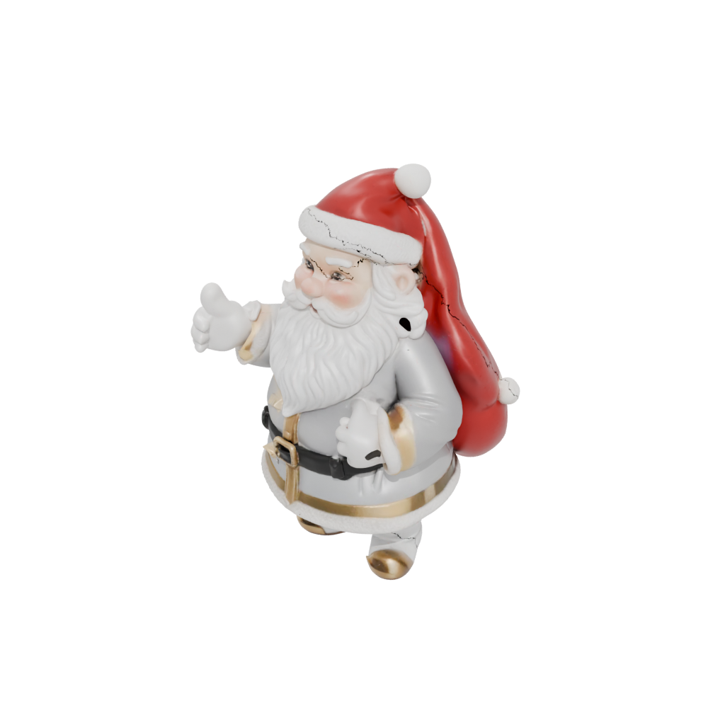 Gold Cute Santa Figurine Original — seasonal 3D print model, STL