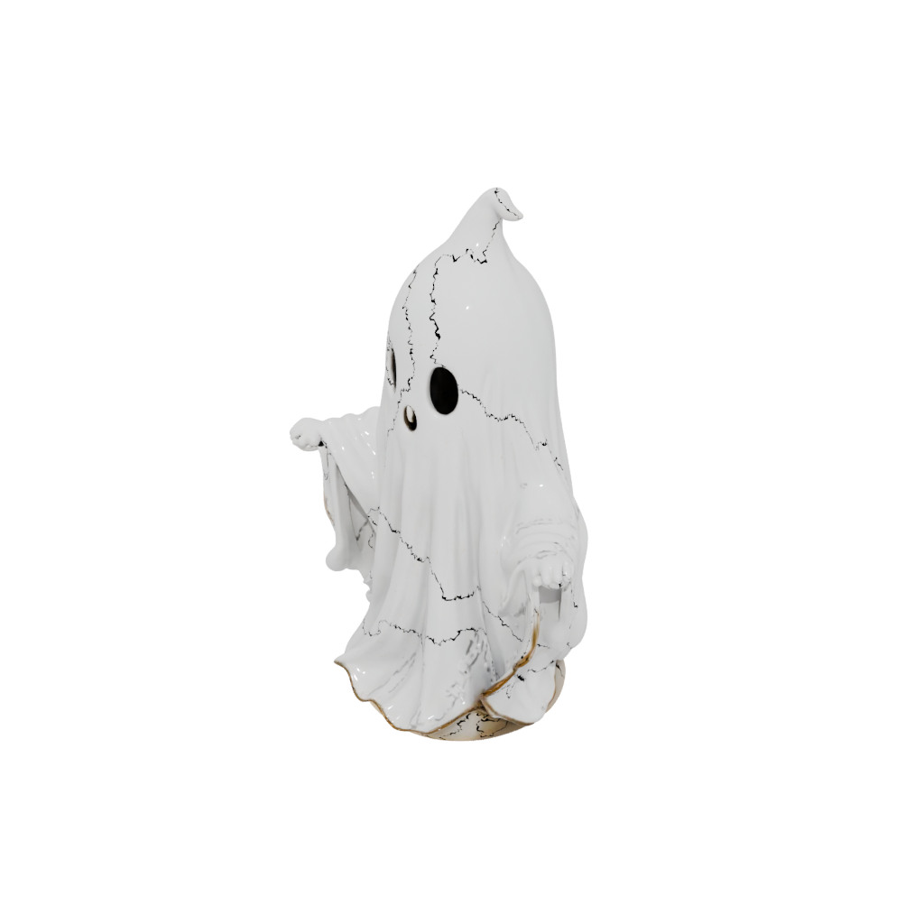 Gold Cute Spooky Ghost Figurine — seasonal 3D print model, STL