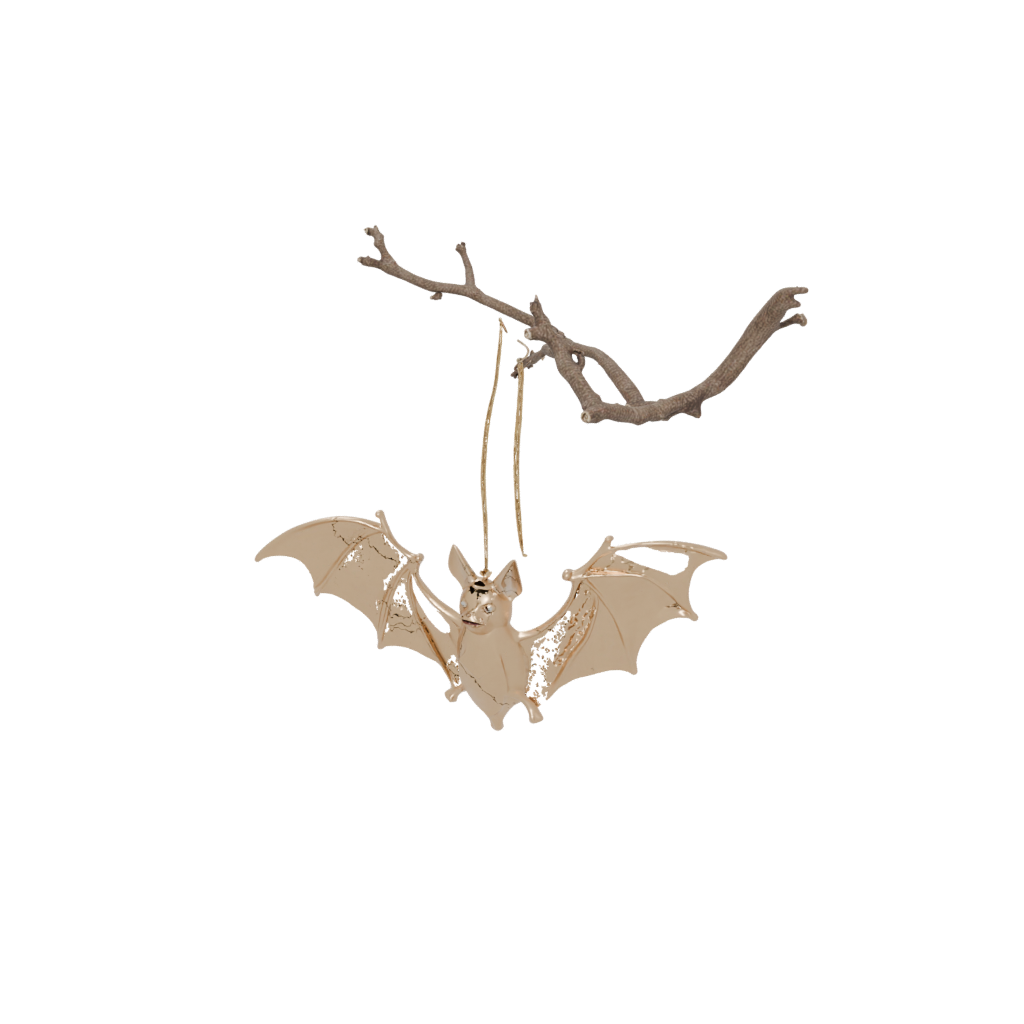 Gold Modern Bat Ornament — seasonal 3D print model, STL