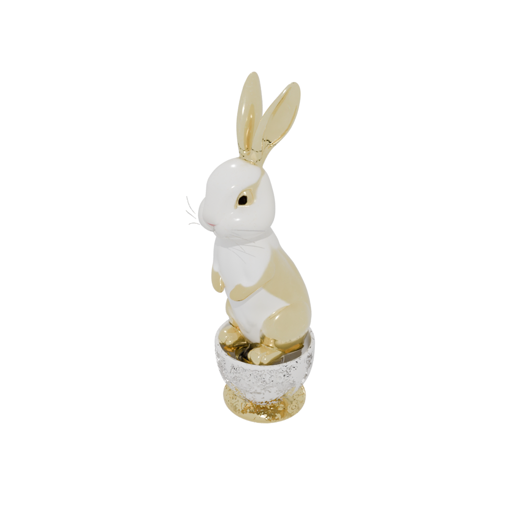 Gold Modern Egg Cup Bunny — seasonal 3D print model, STL