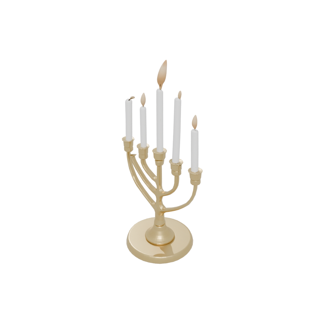 Gold Modern Menorah Candle Stand — seasonal 3D print model, STL