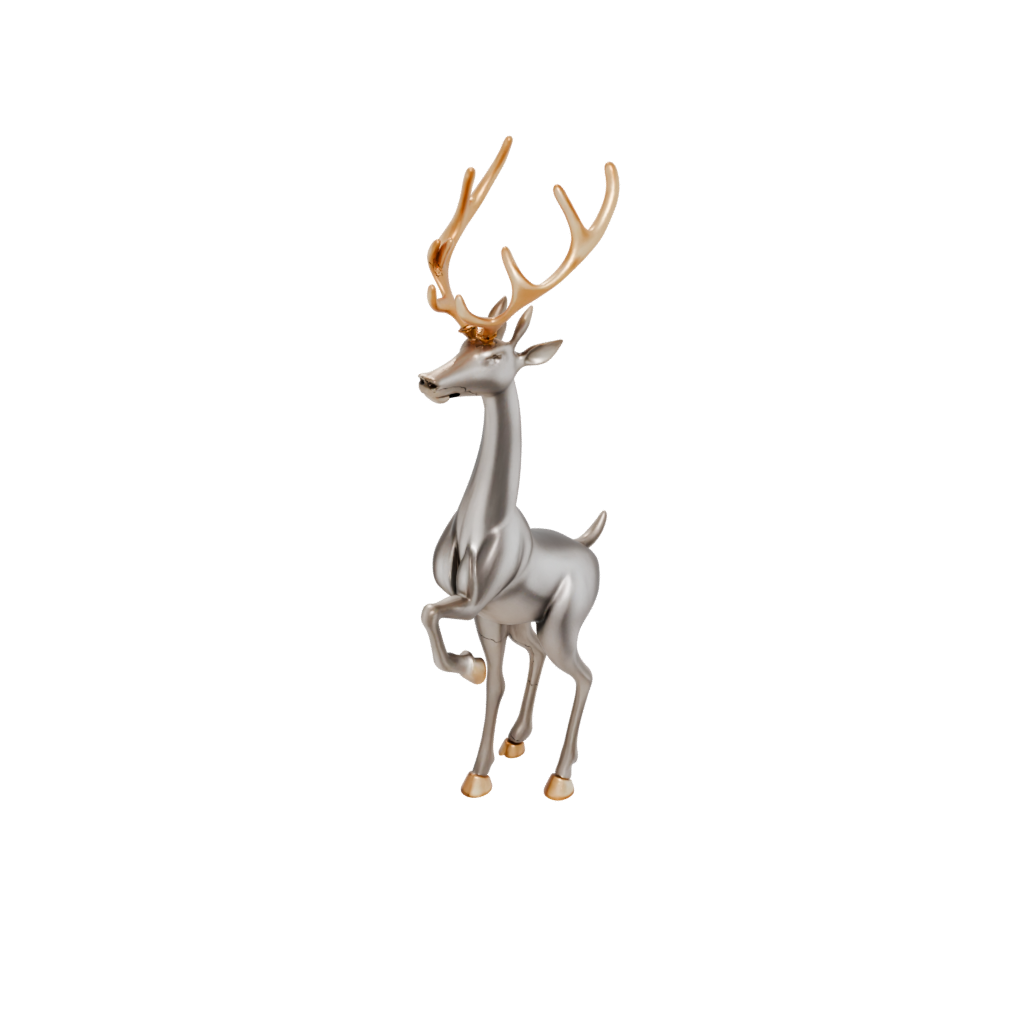 Gold Modern Reindeer Figurine — seasonal 3D print model, STL