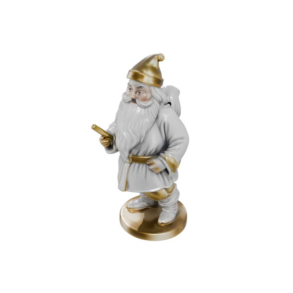 Gold Modern Santa Figurine Original — seasonal 3D print model, STL