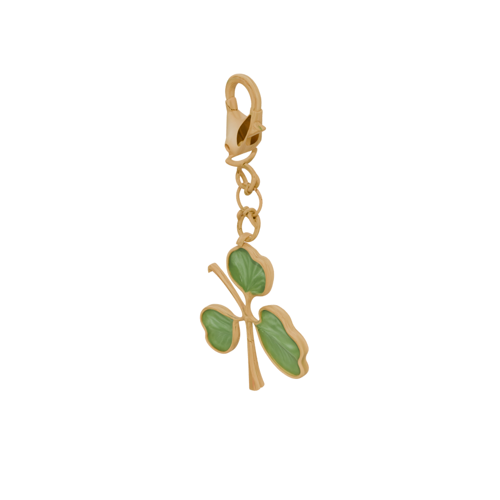 Gold Modern Shamrock Charm — seasonal 3D print model, STL