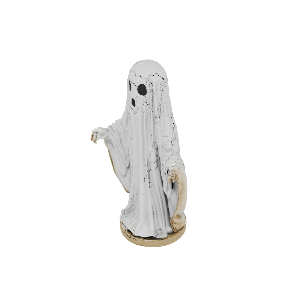 Gold Modern Spooky Ghost Figurine — seasonal 3D print model, STL