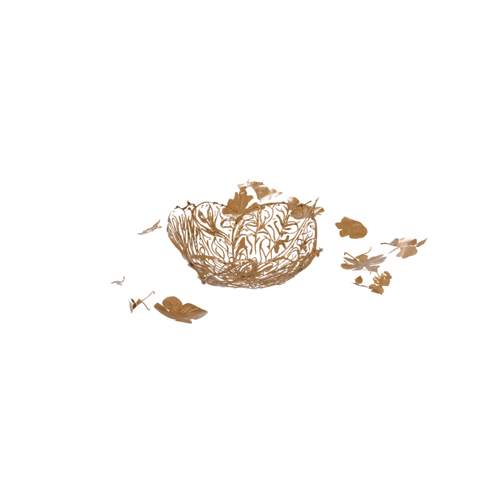 Gold Ornate Autumn Leaf Bowl — seasonal 3D print model, STL