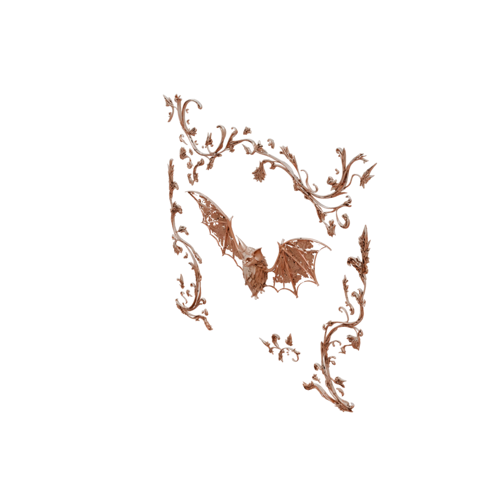 Gold Ornate Bat Ornament — seasonal 3D print model, STL