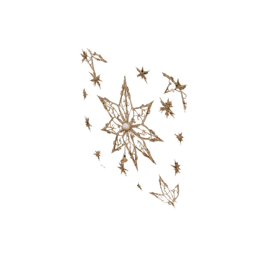 Gold Ornate Christmas Tree Topper Star — seasonal 3D print model, STL