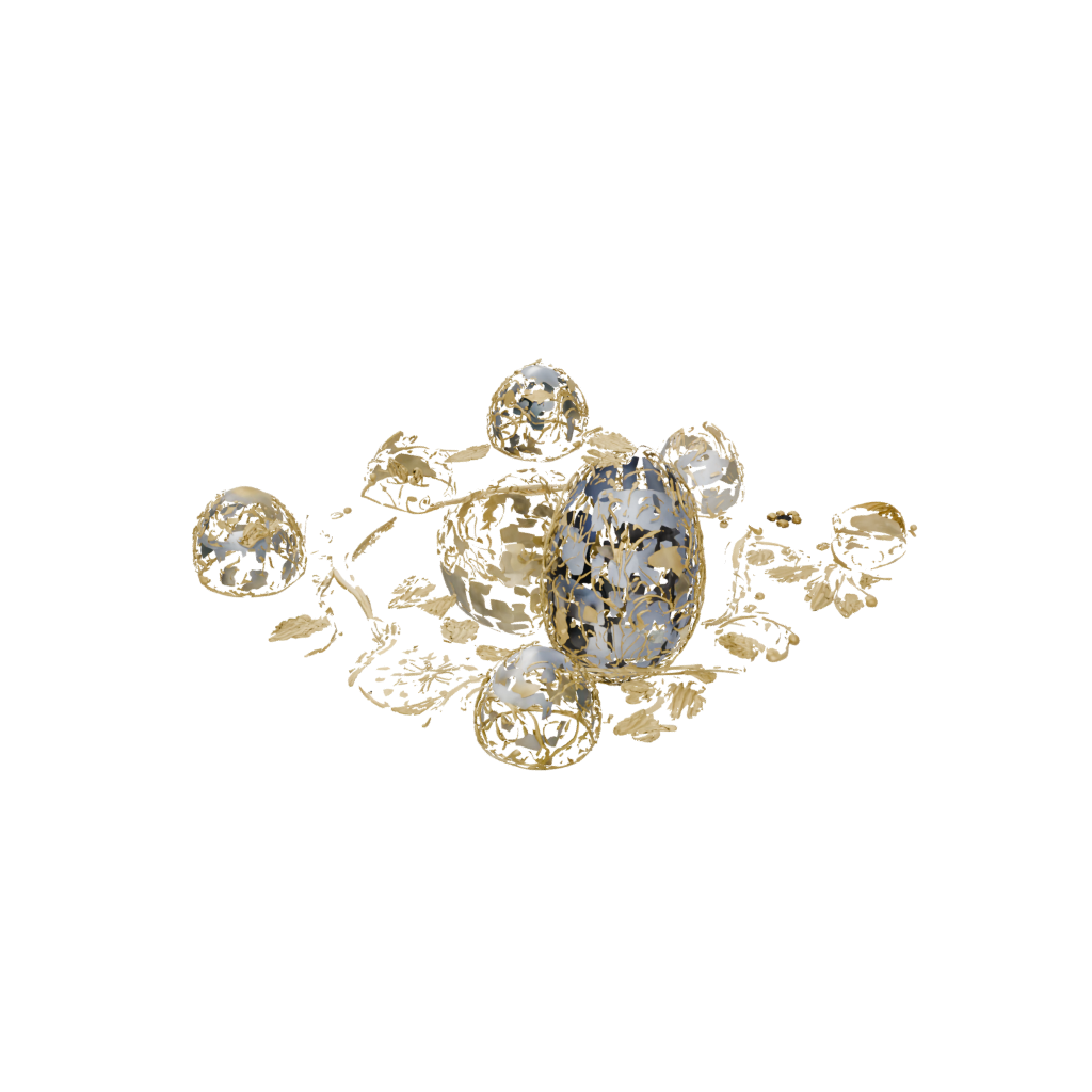 Gold Ornate Easter Egg Relief — seasonal 3D print model, STL