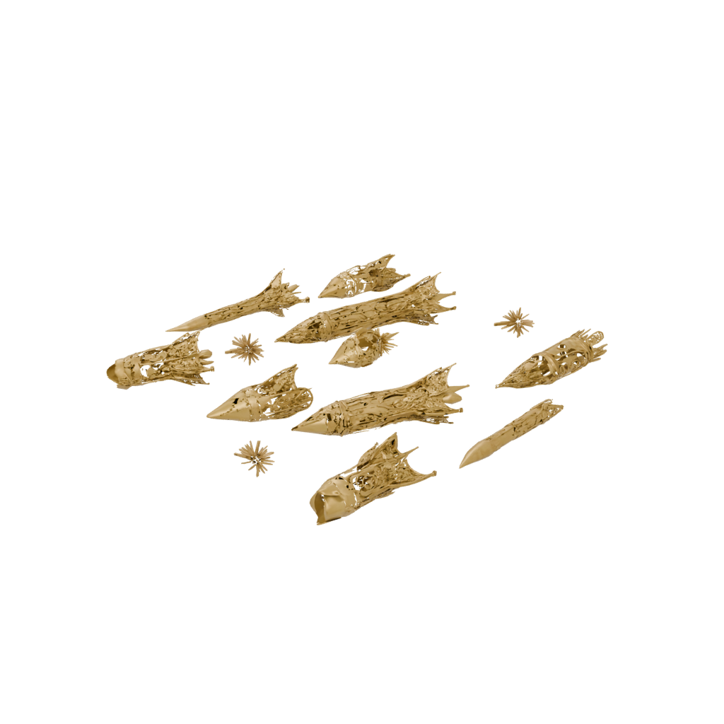 Gold Ornate Firework Rocket Decoration — seasonal 3D print model, STL