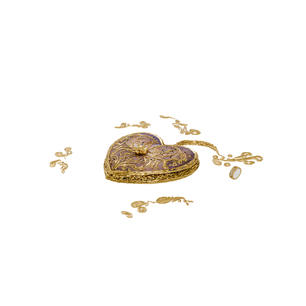 Gold Ornate Heart Trinket Box — seasonal 3D print model, STL