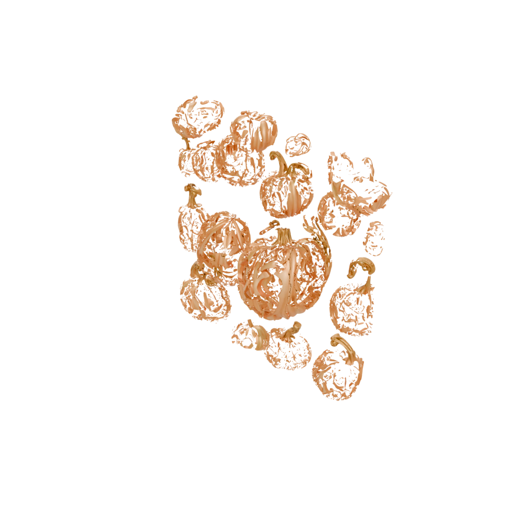 Gold Ornate Jack-O-Lantern With Carved Grin — seasonal 3D print model, STL