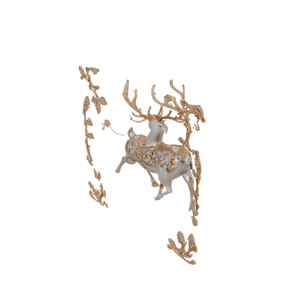 Gold Ornate Reindeer Figurine — seasonal 3D print model, STL