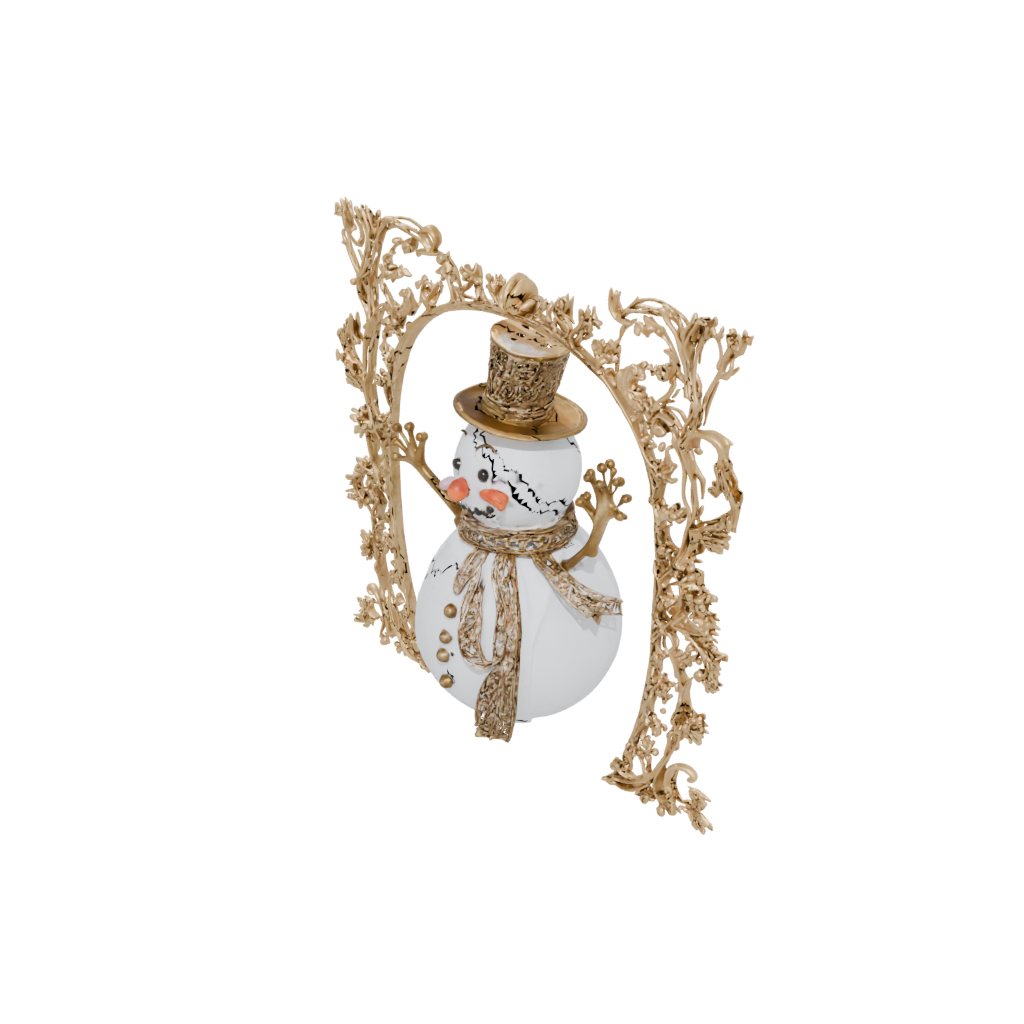Gold Ornate Snowman Figure — seasonal 3D print model, STL